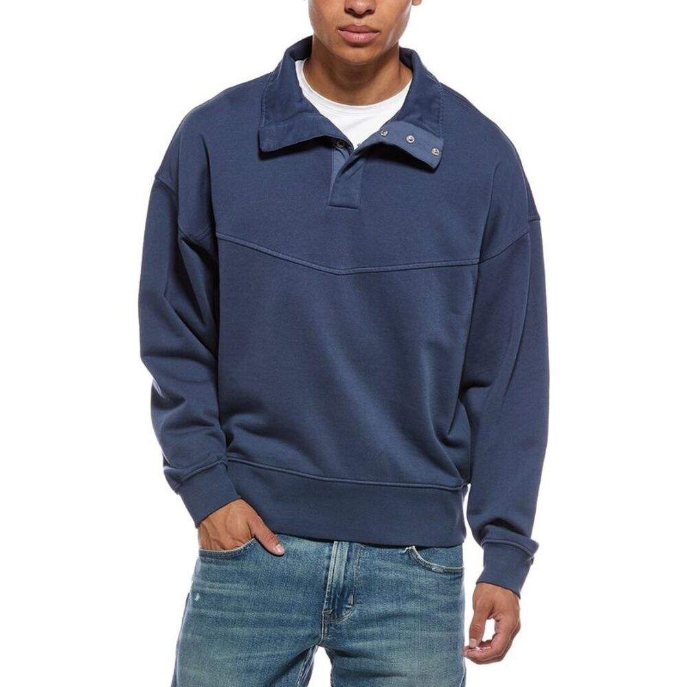 Hudson Jeans Mens  Passion Funnel Neck Pullover, Blue